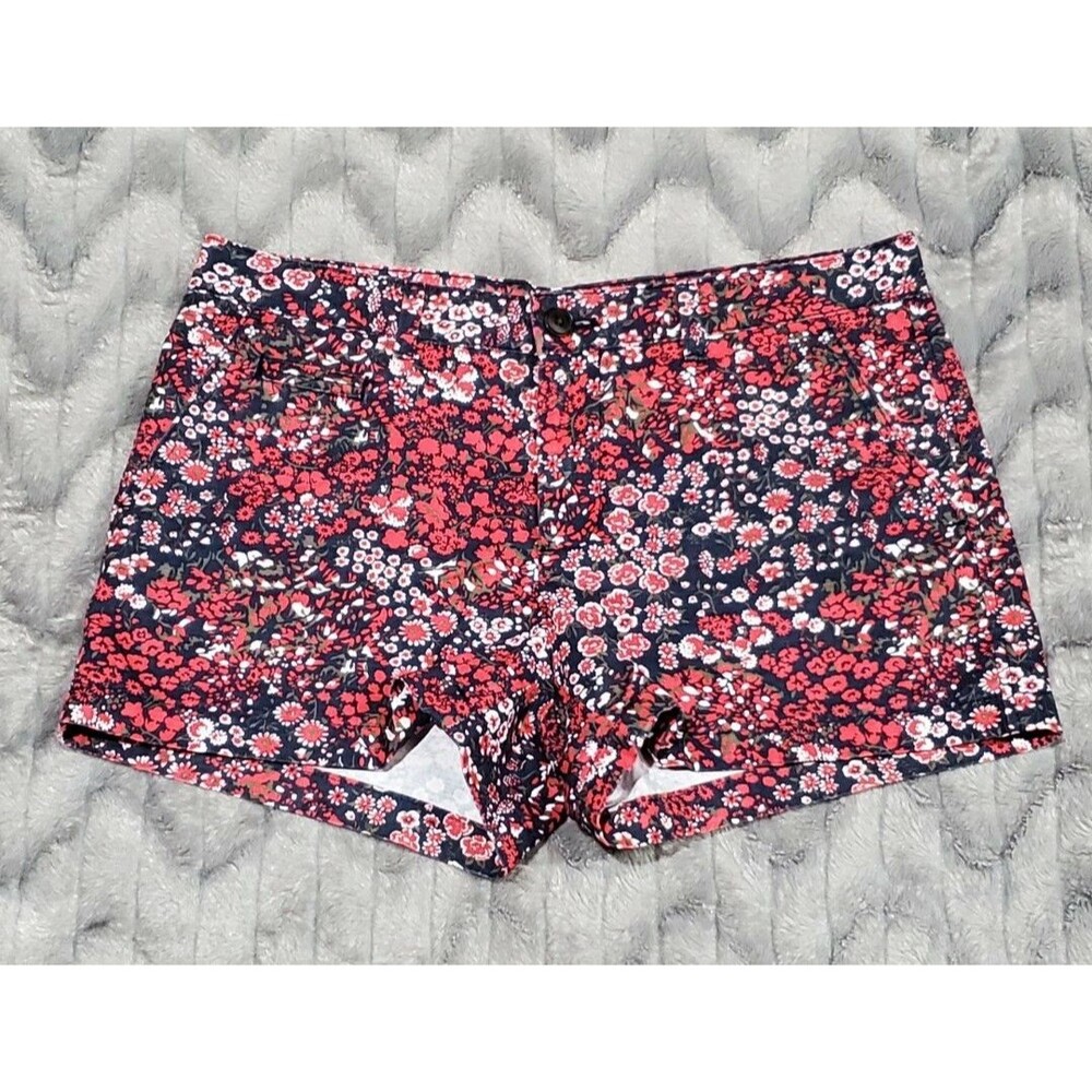 Gap Womens Size 4 R Orange Red Flowers Floral Walking Shorts